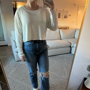 Long sleeve white cropped top